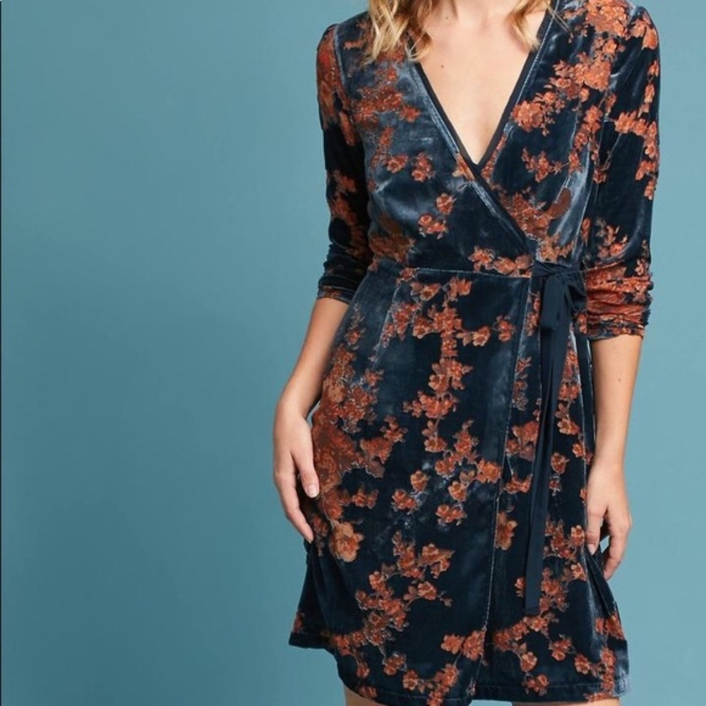 Anthropologie Eri and Ali Velvet Wrap Dress